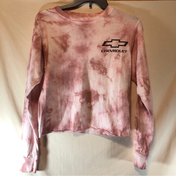 GM official product women’s pink/brown tie-dyed longsleeve Tee Chevrolet XS - Picture 1 of 3
